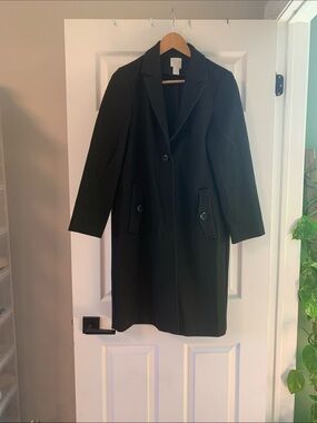 H&M Black Single-Breasted Trench Coat